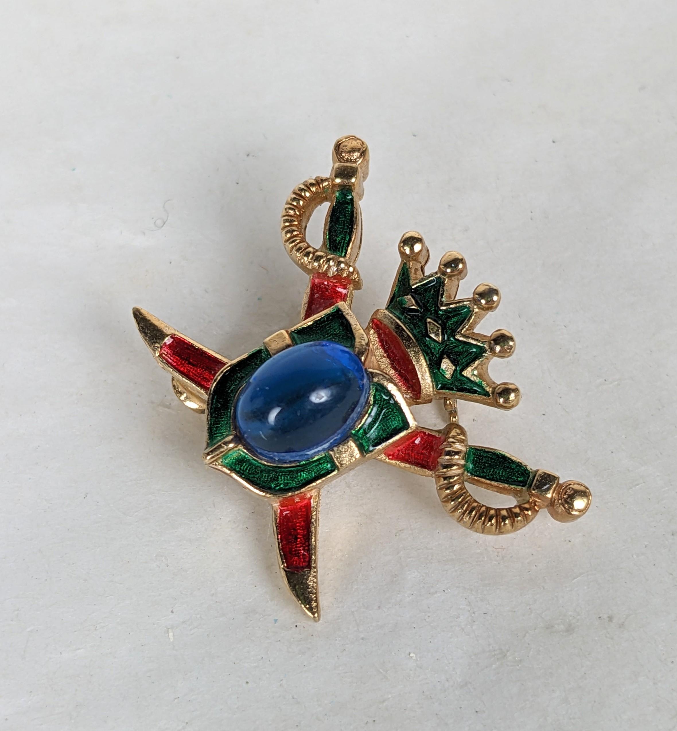 Trifari Enamel Heraldic Mini In Excellent Condition For Sale In New York, NY