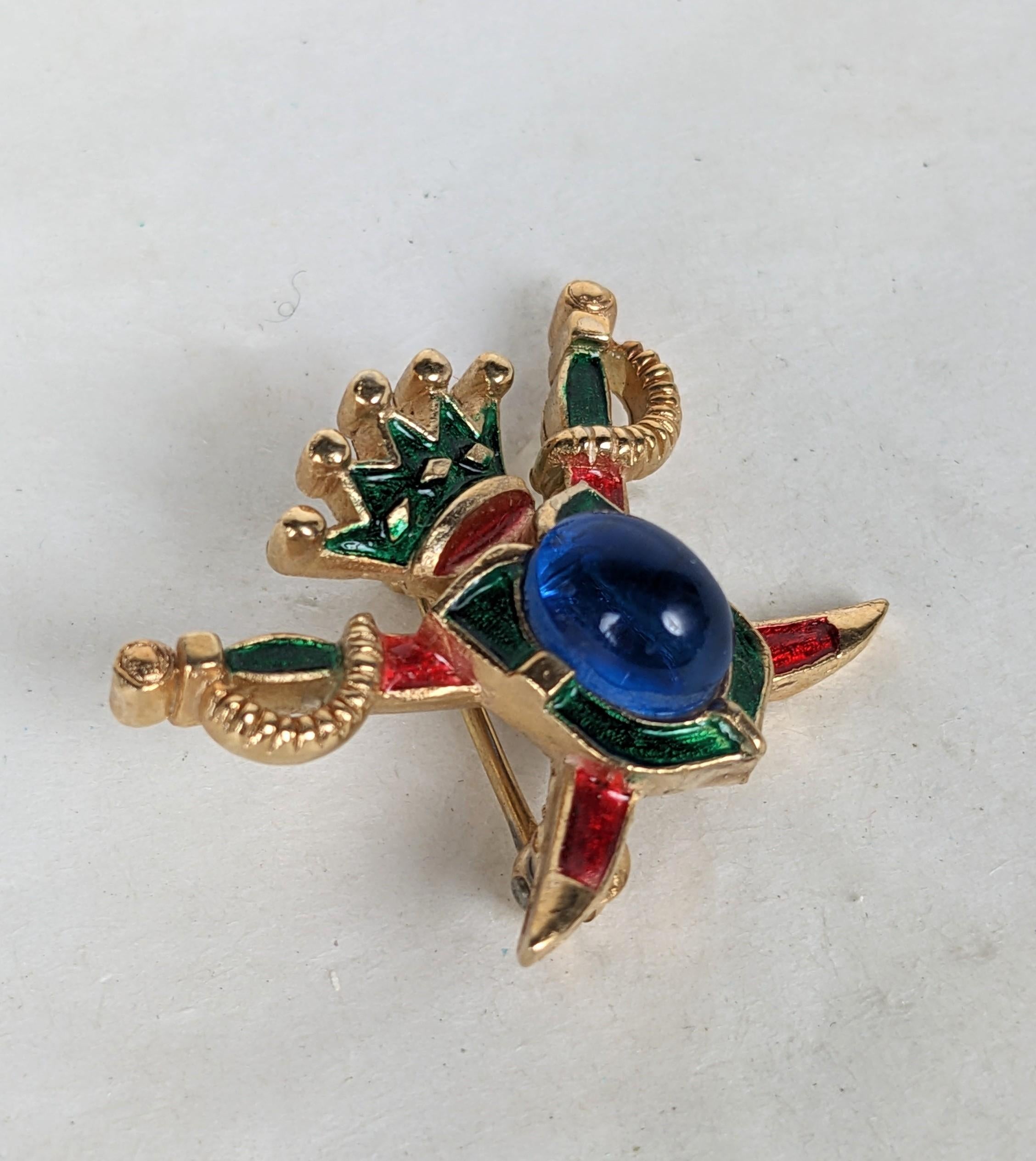 Women's or Men's Trifari Enamel Heraldic Mini For Sale