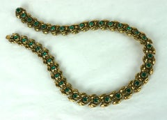 Trifari Eugenie Faux Emerald Leaf Necklace