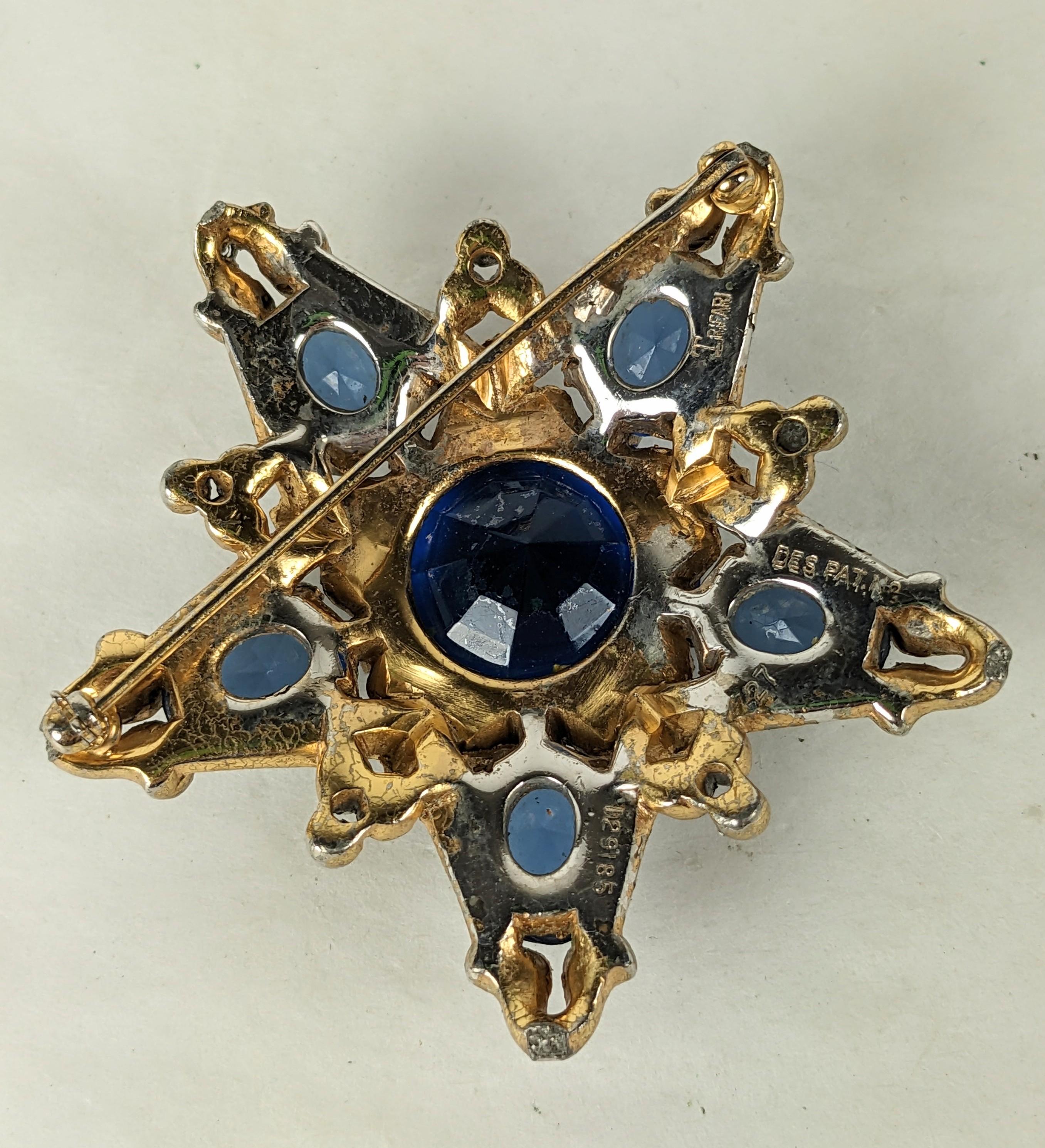 Trifari Eugenie Sapphire Star Brooch, Alfred Phillipe In Good Condition For Sale In New York, NY