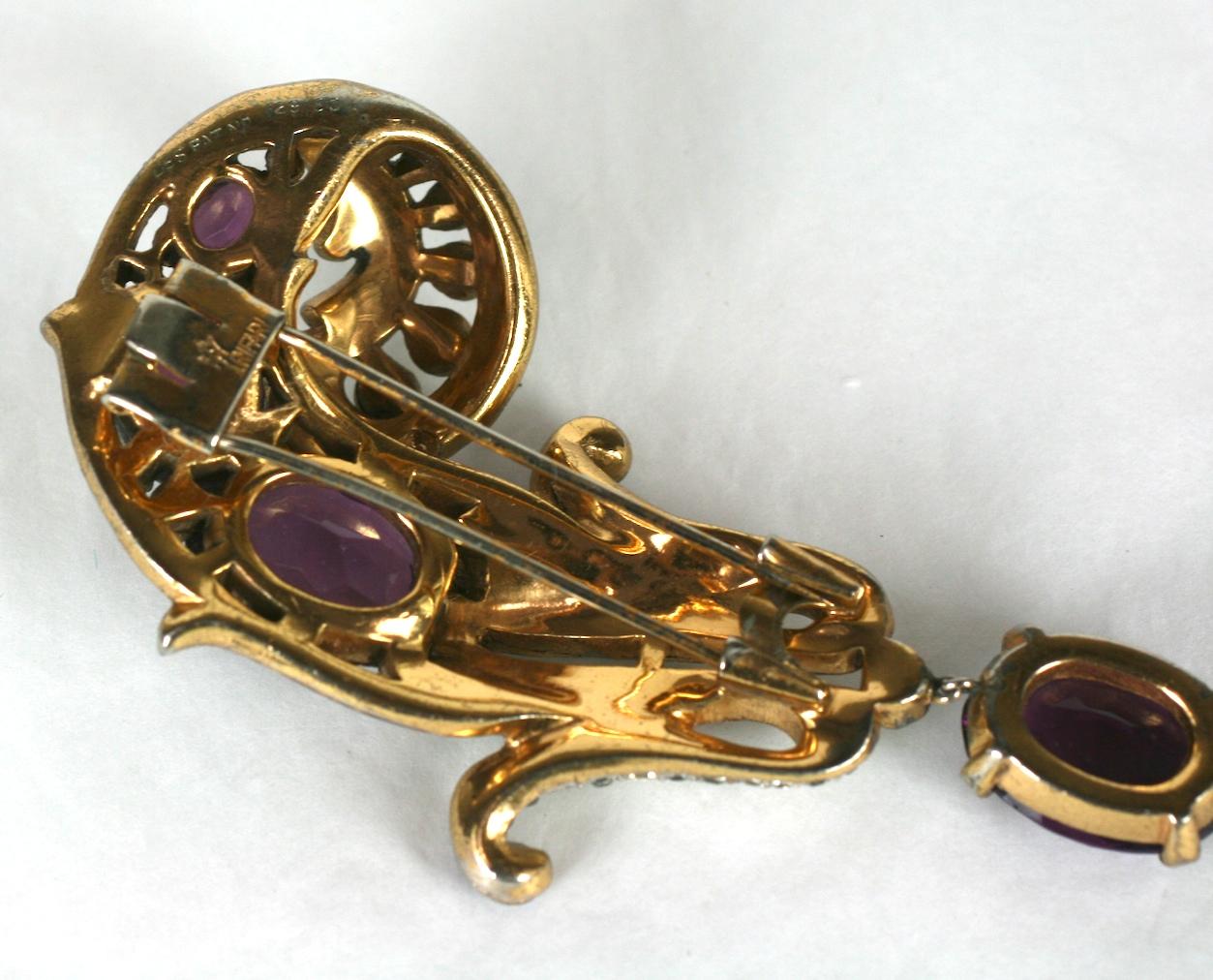 Trifari Eugenie Series Plume Clip, Alfred Phillipe In Excellent Condition For Sale In New York, NY