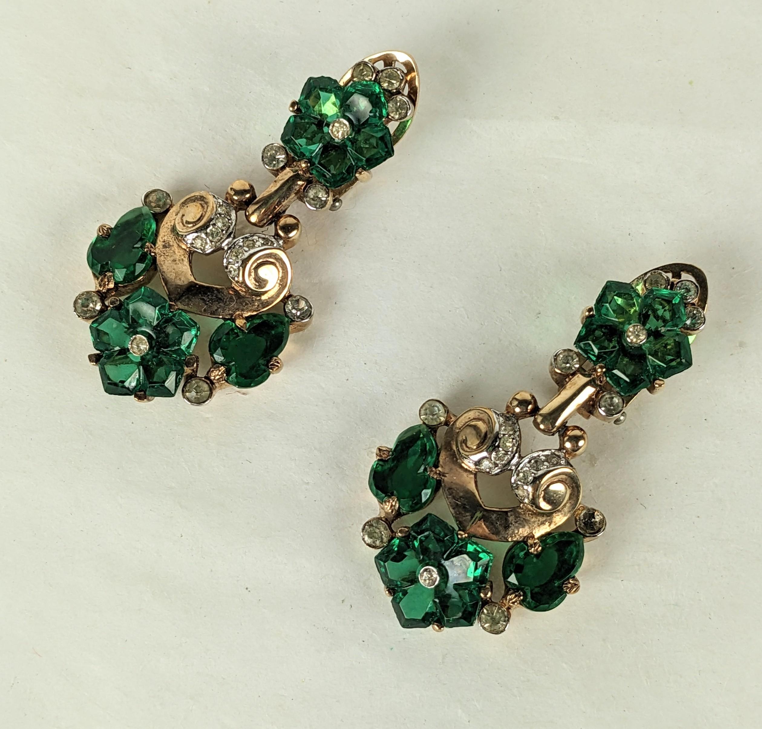 Art Deco Trifari  Fleur de Paris Cut Fruit Salad Earrings, Alfred Philippe For Sale