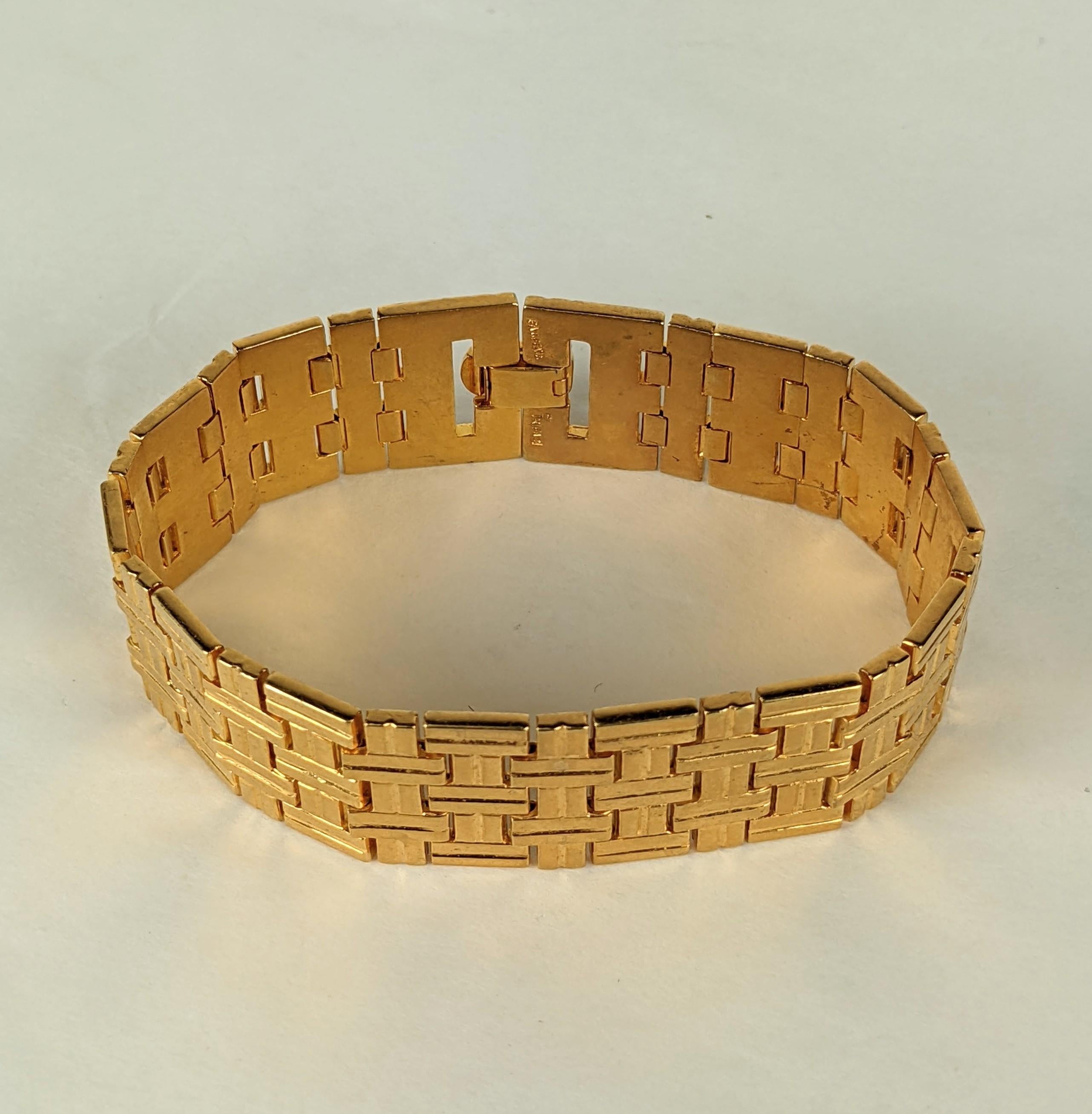 Women's or Men's Trifari Flexible Link Gilt Bracelet, Alfred Phillipe For Sale