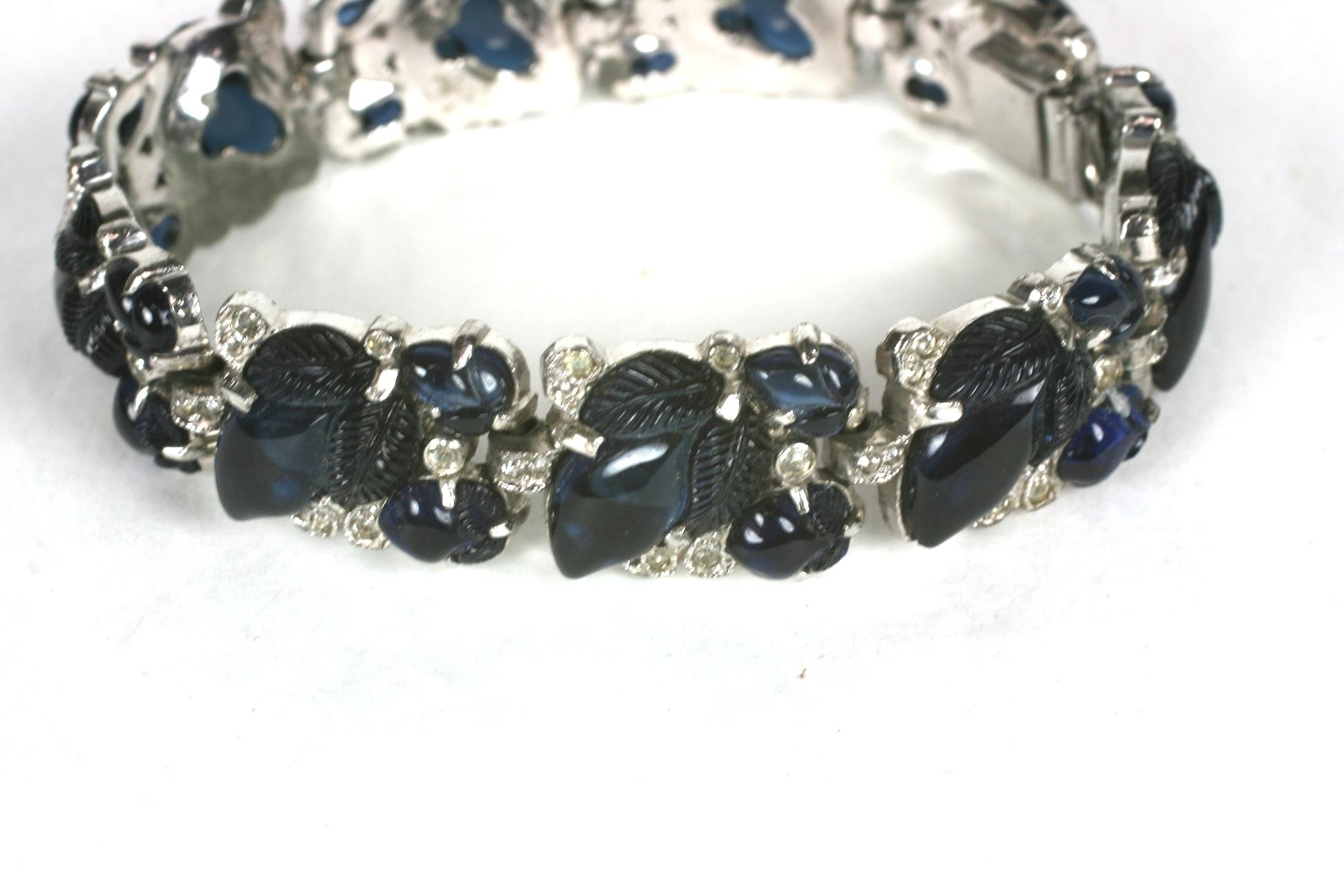 Art Deco Trifari Fruit Salad Sapphire Link Bracelet For Sale