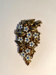 Trifari Fur Clip Brooch with Floral Crystals by Alfred Philippe circa 1930's