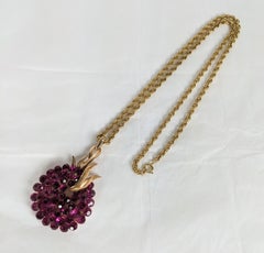 Trifari Fuschia Swarovski Crystal Pendant