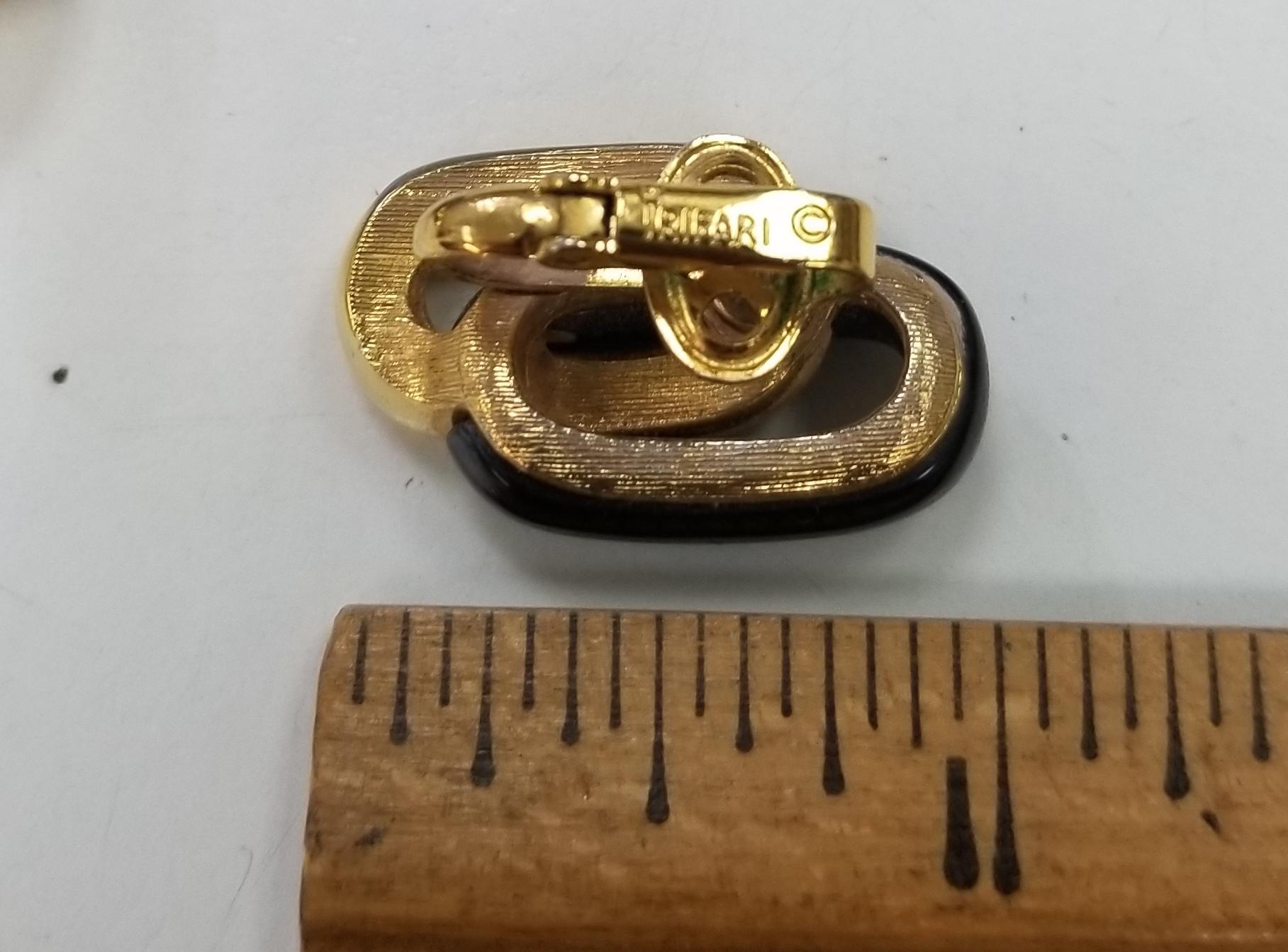 Artisan Trifari Gold and Onyx Faux Earrings