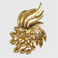 Trifari Gold Plated and Faux Pearl Flower Brooch