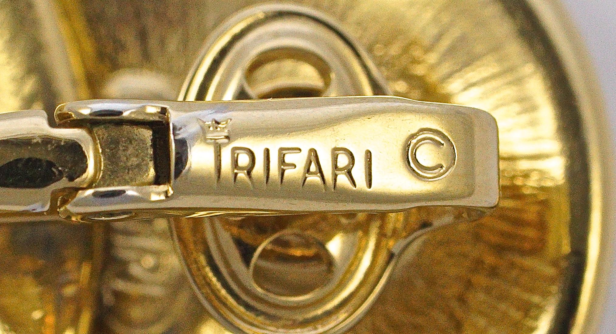 trifari gold clip on earrings