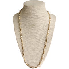 Collana A Link di Trifari in oro con perle finte a grappolo