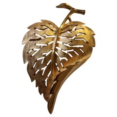 Trifari Gold-Tone Leaf Brooch with Textured Finish, 1950s