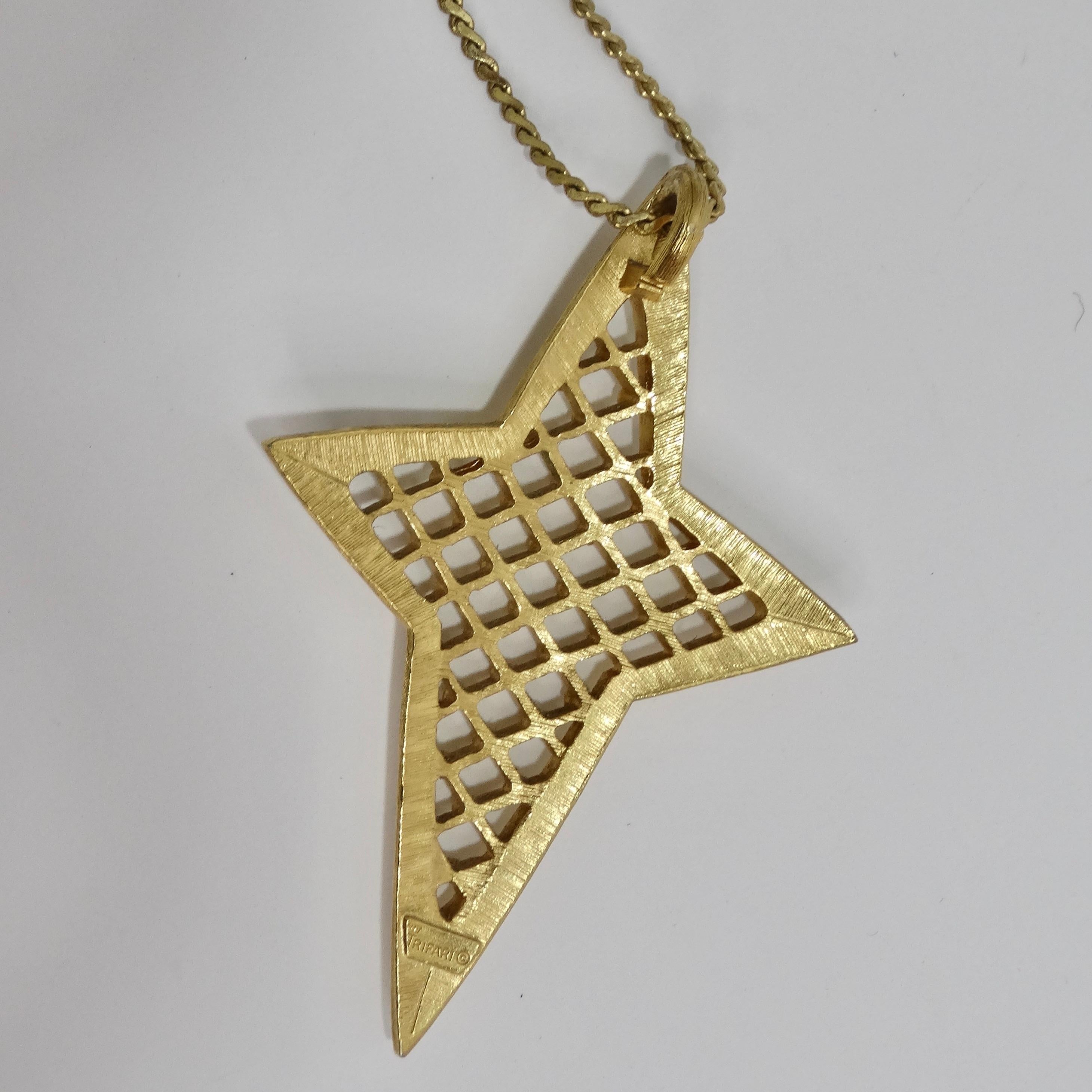 Trifari Gold Tone Star Pendent Necklace For Sale 1