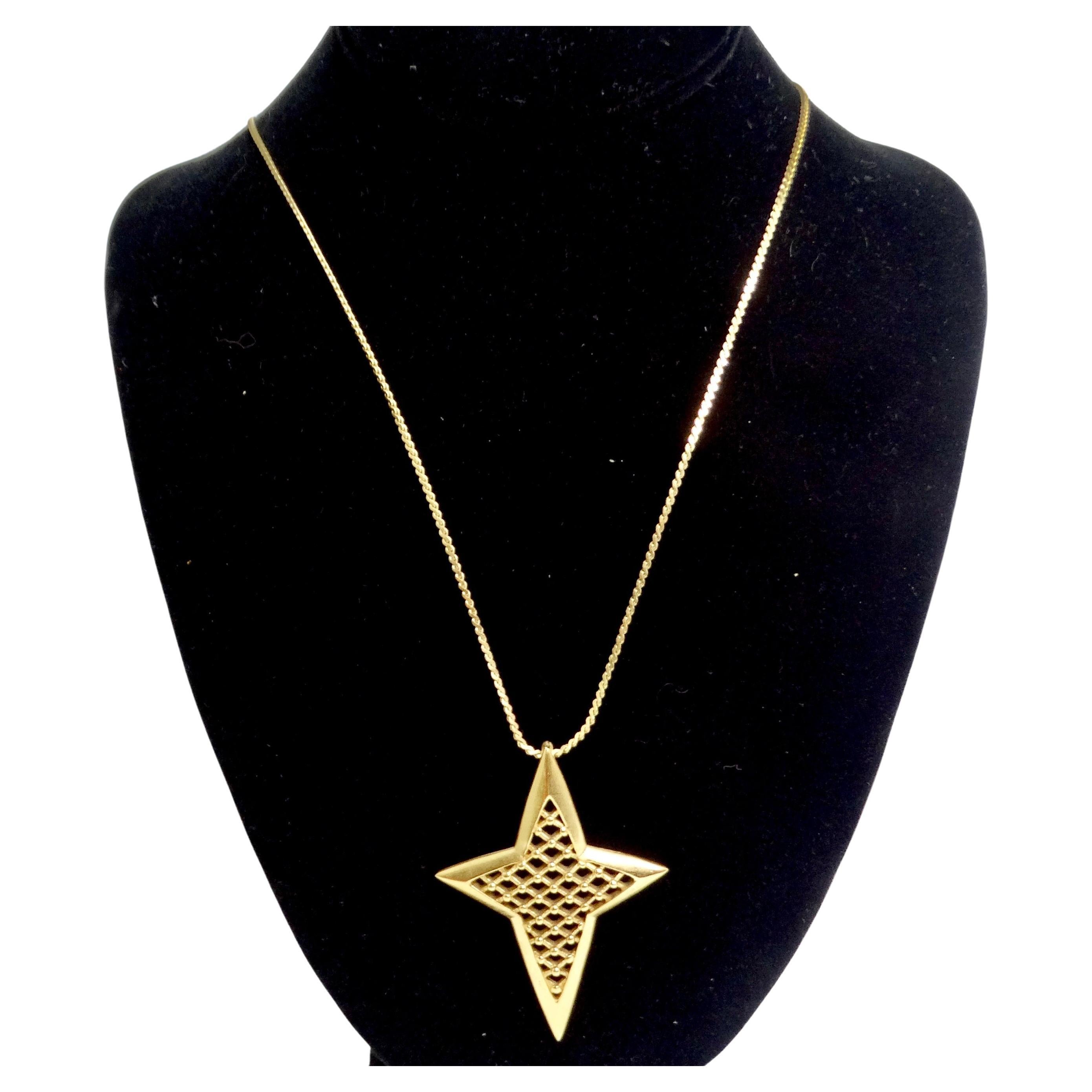 Trifari Gold Tone Star Pendent Necklace