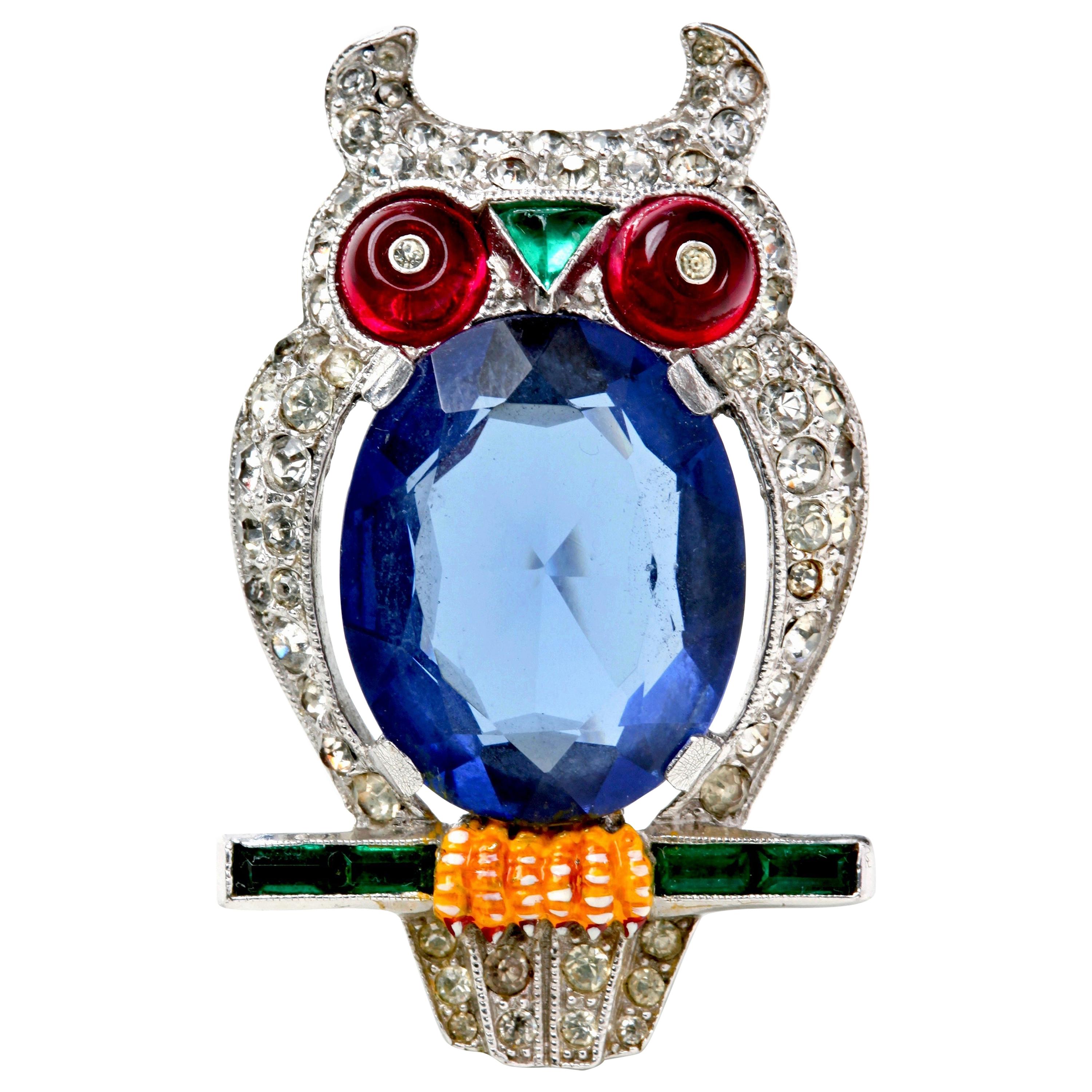 Trifari Jelly Belly Owl Fur Clip by Alfred Philippe