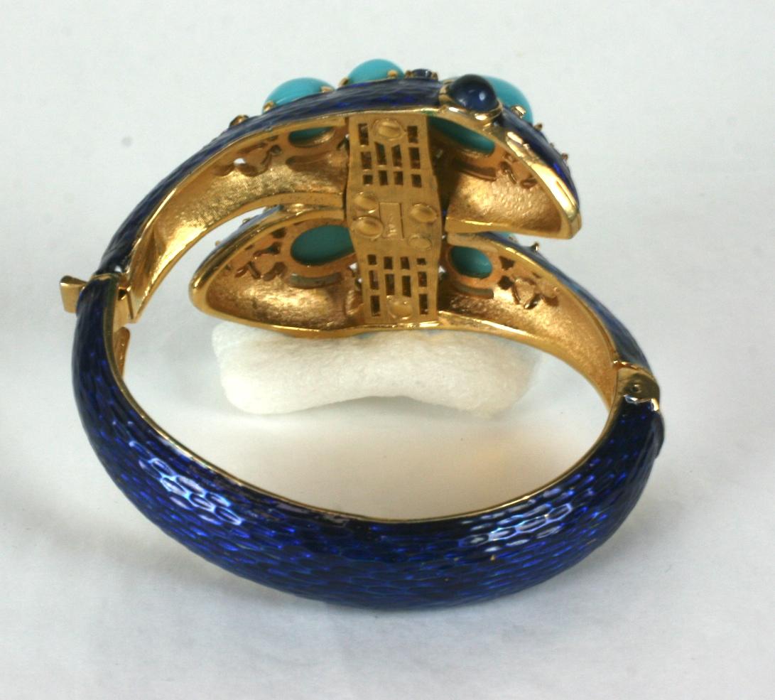Trifari Jeweled Enamel Snake Cuff In Excellent Condition In New York, NY