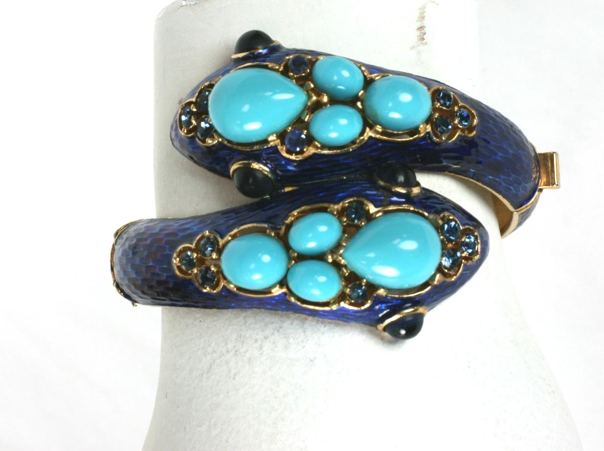 Trifari Jeweled Enamel Snake Cuff 4