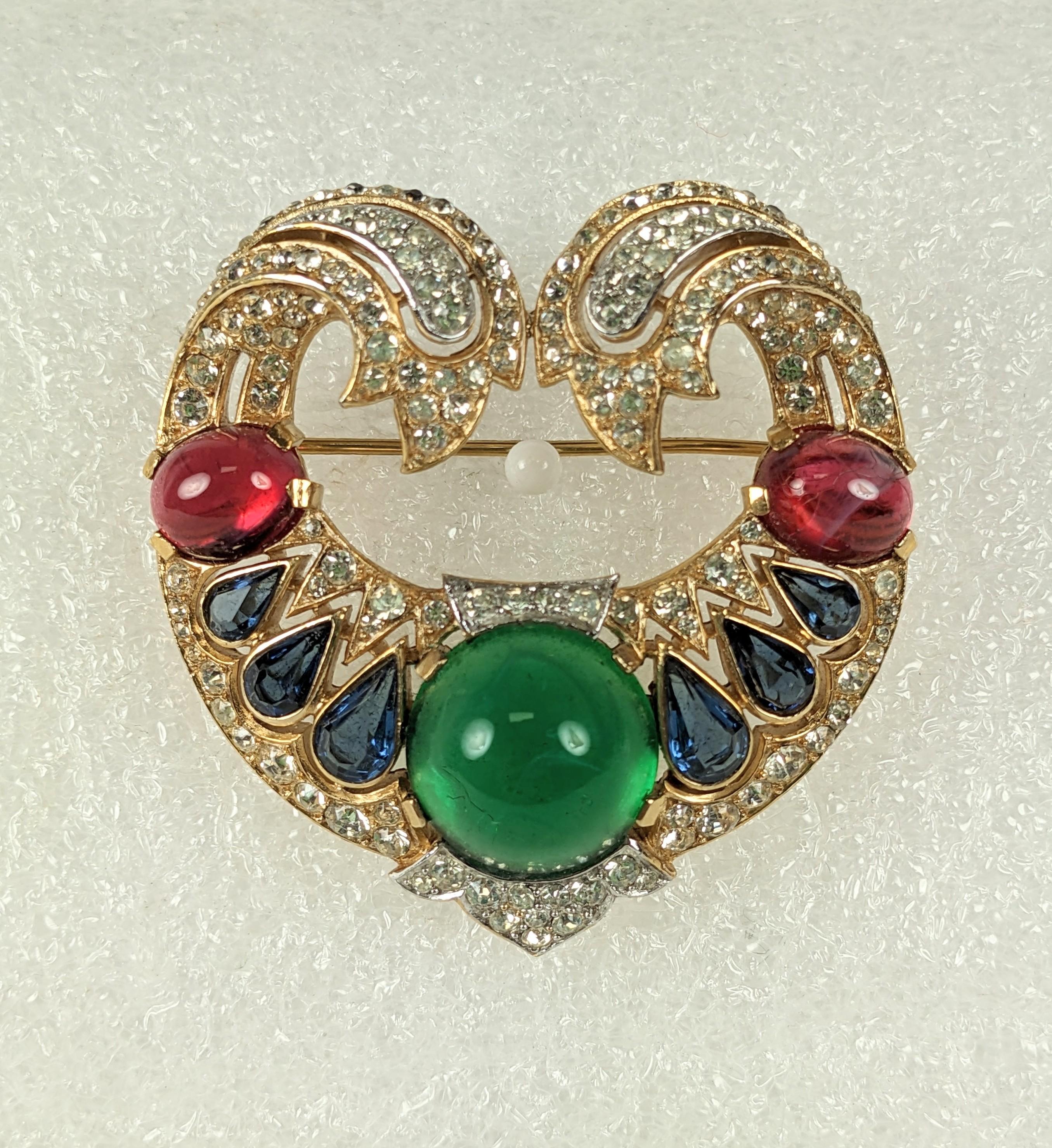 Anglo-Indian Trifari Jewels of India Moghul Brooch For Sale
