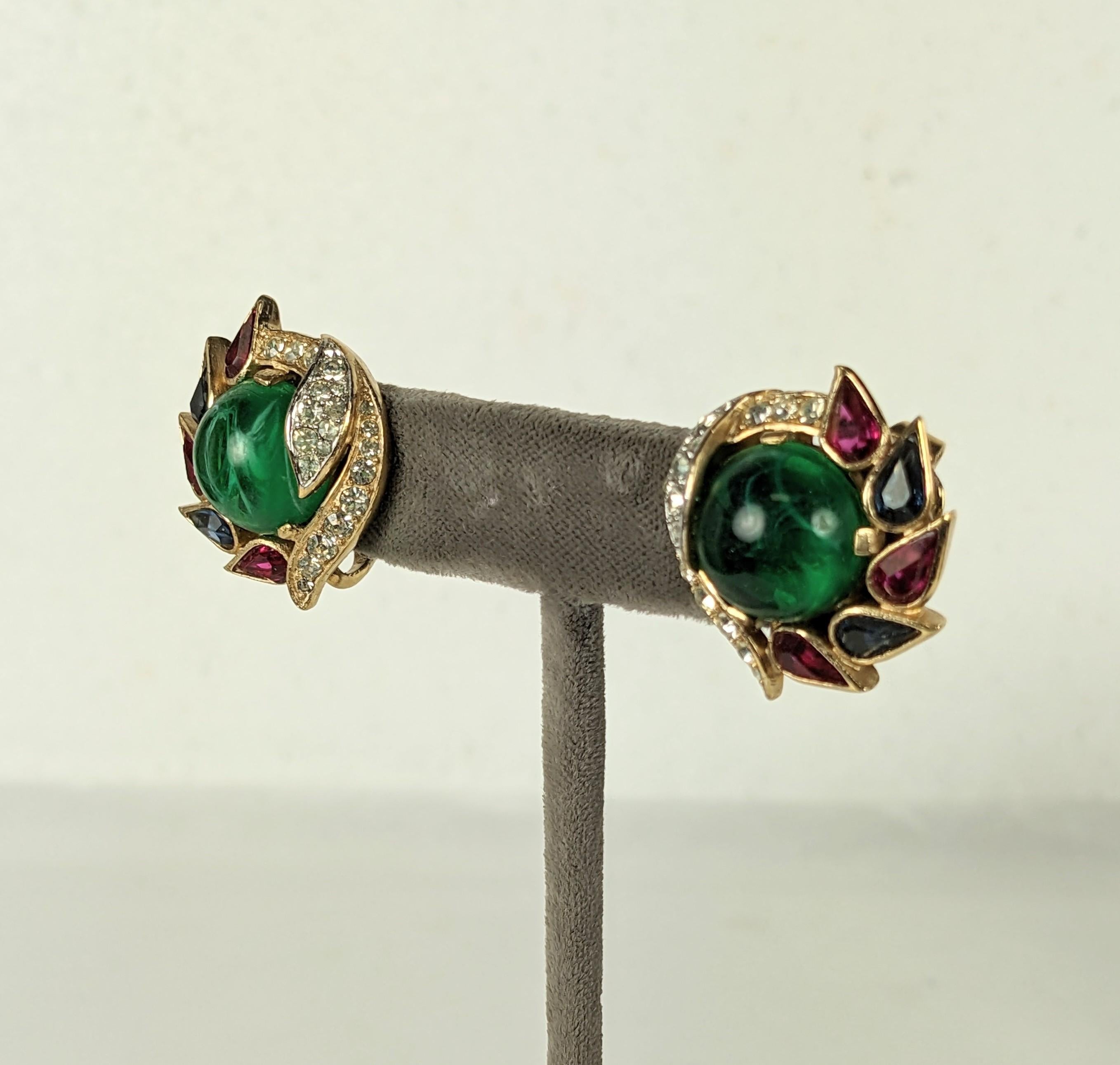 Anglo-Indian Trifari Jewels of India Moghul Earrings For Sale