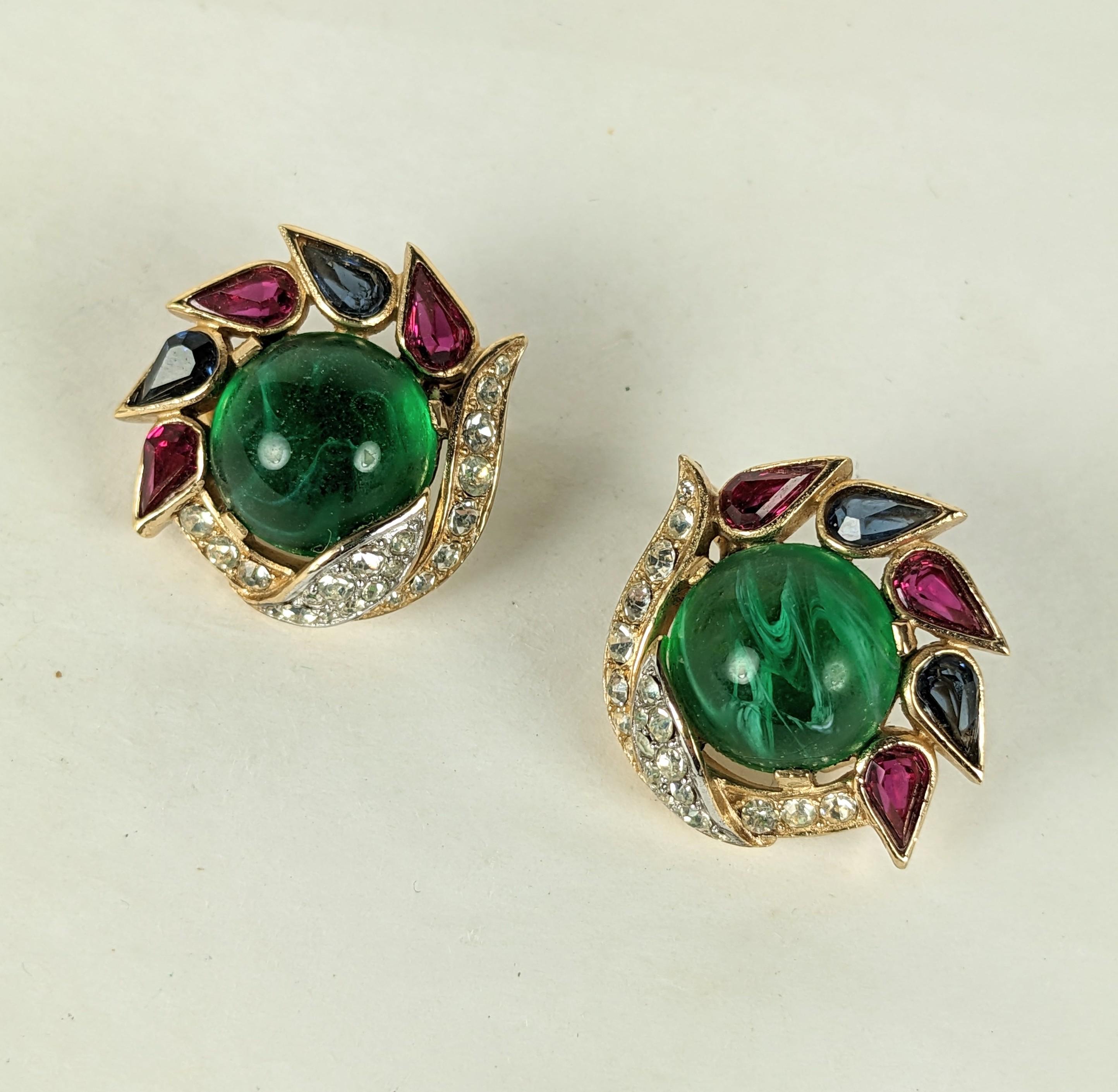 Trifari Jewels of India Moghul Earrings In Excellent Condition For Sale In New York, NY