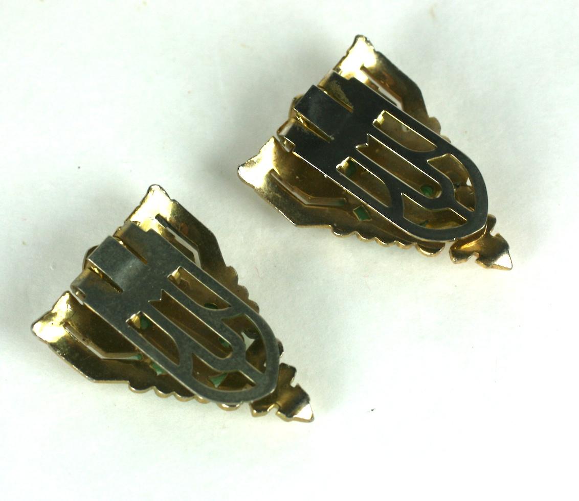 Trifari Ming Series Jade Clips In Good Condition For Sale In New York, NY