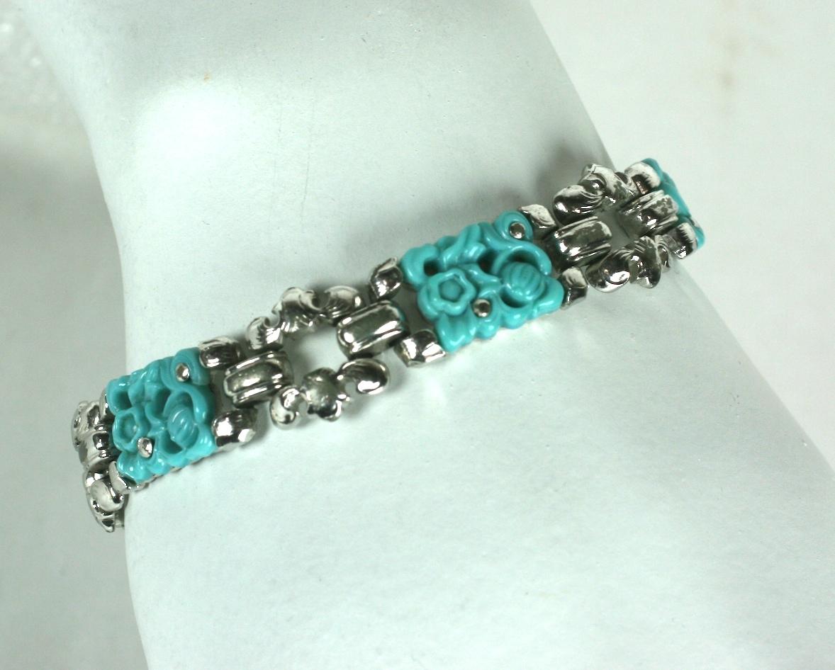 Trifari Ming Series Turquoise Early Bracelet In Good Condition For Sale In New York, NY