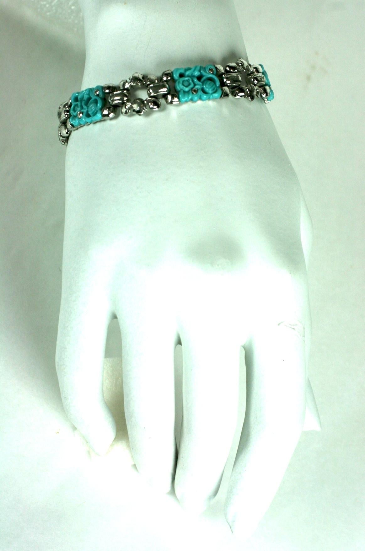Trifari Ming Series Turquoise Early Bracelet For Sale 1