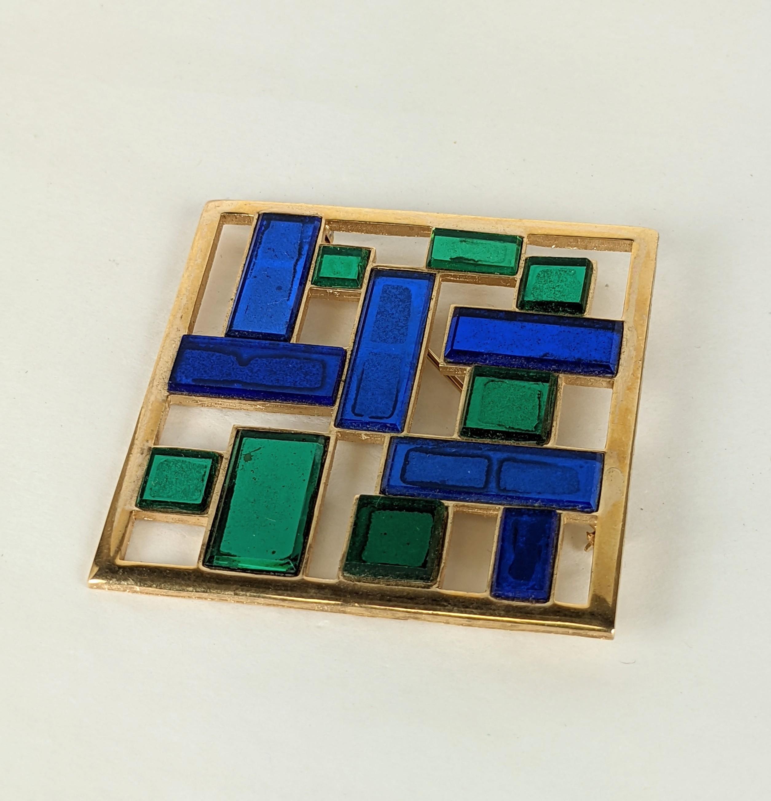 Trifari Verspiegelte Mosaik- Pop-Art-Brosche (Modernistisch) im Angebot