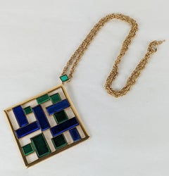 Trifari Mirrored Tile Modernist Pendant