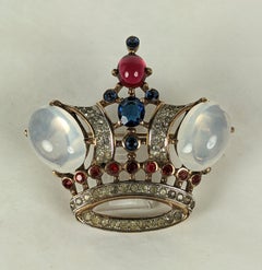 Trifari Moonstone Cabochon Large Royal Crown, Alfred Philippe