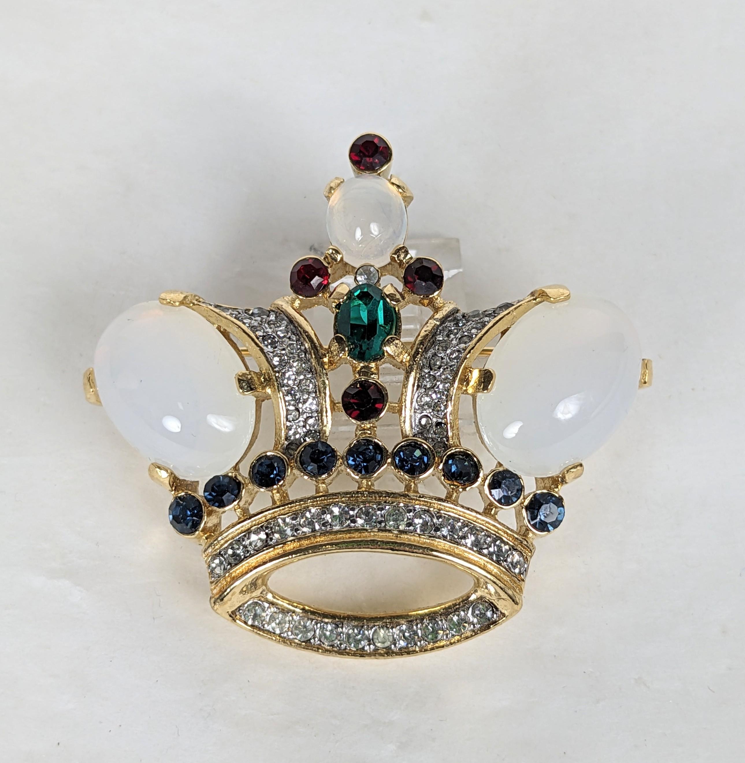 Trifari Moonstone Jeweled Crown In Excellent Condition For Sale In New York, NY