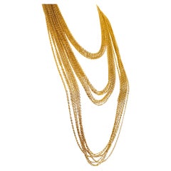Trifari Multi Cable Chain Gold Tiered Layered Necklace