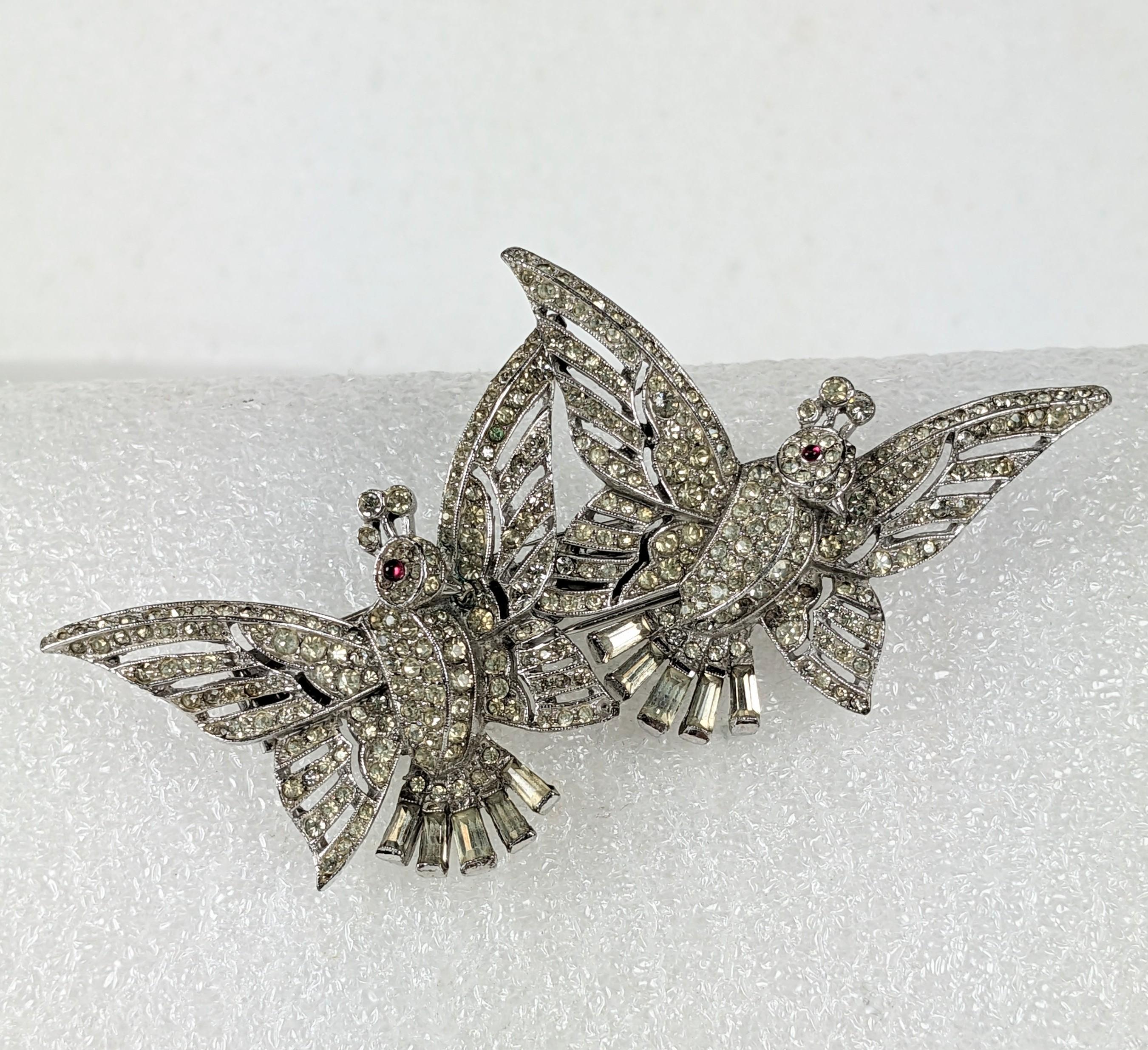 Trifari Pave Flying Doves Duette, Alfred Phillipe In Good Condition For Sale In New York, NY