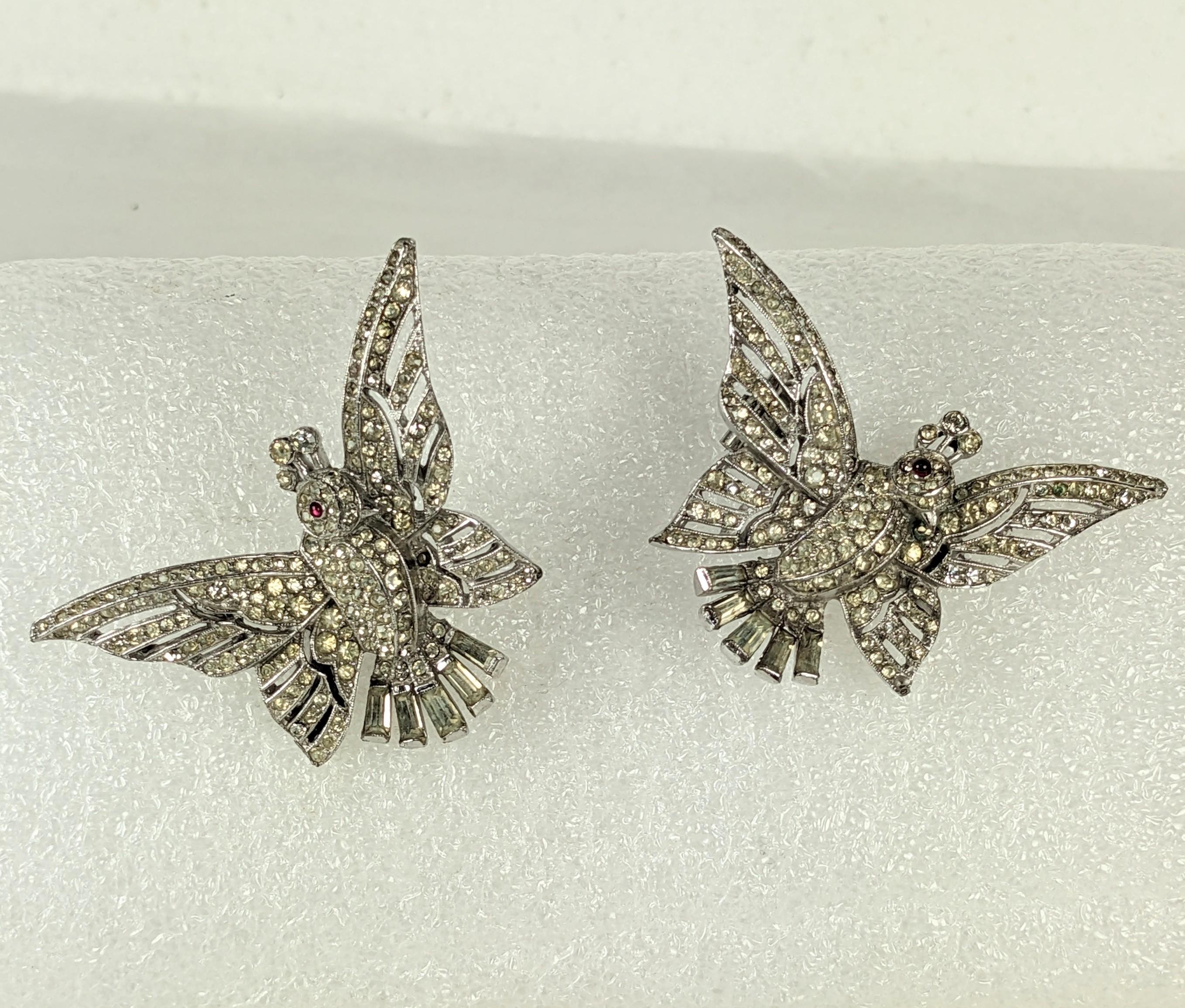 Women's or Men's Trifari Pave Flying Doves Duette, Alfred Phillipe For Sale