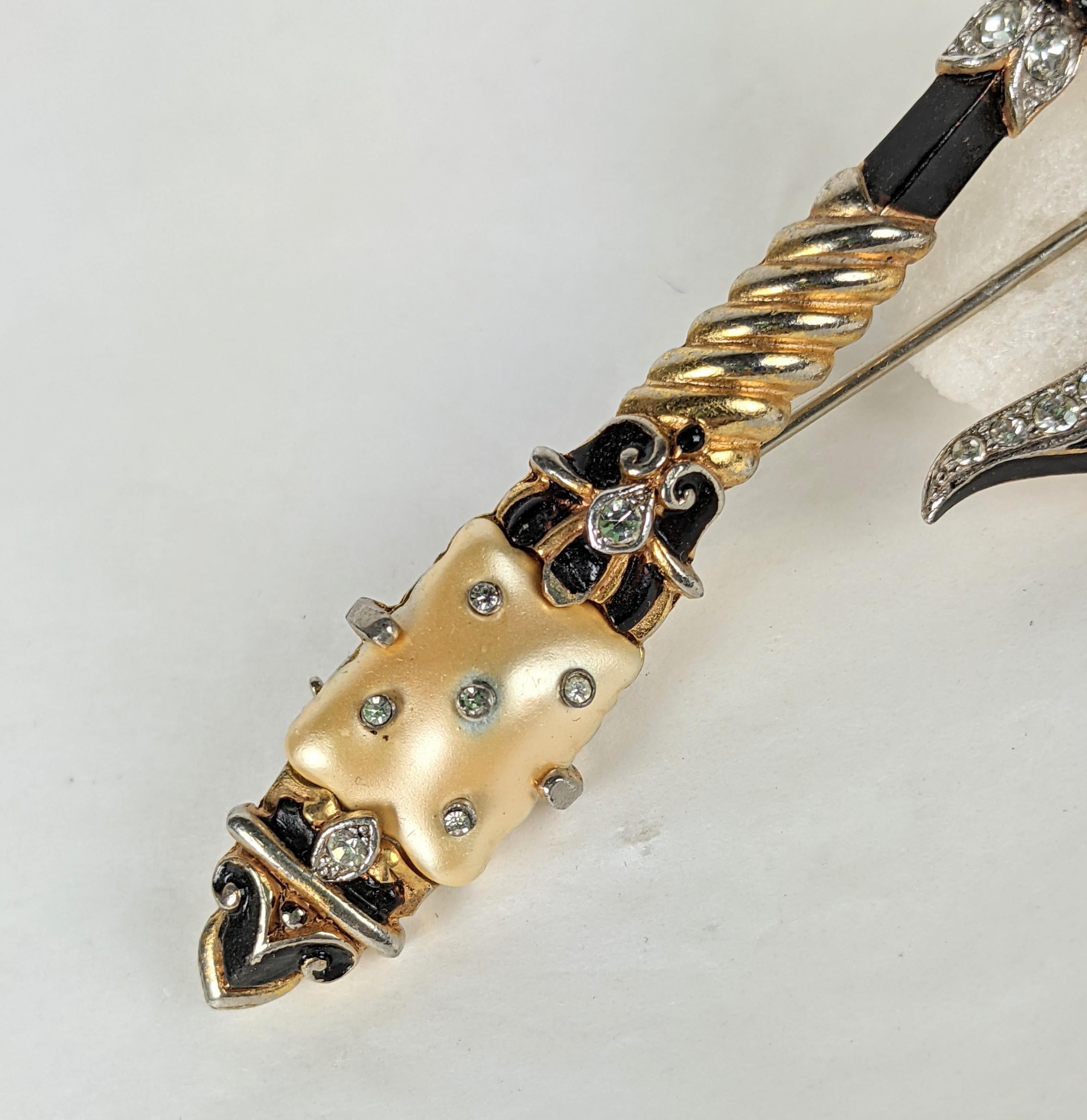 Trifari Pearl Belly Ceremonial  Ming Axe Brooch, Alfred Philippe   In Excellent Condition In New York, NY