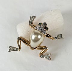 Trifari Pearl Belly Mini Frog, Alfred Phillipe