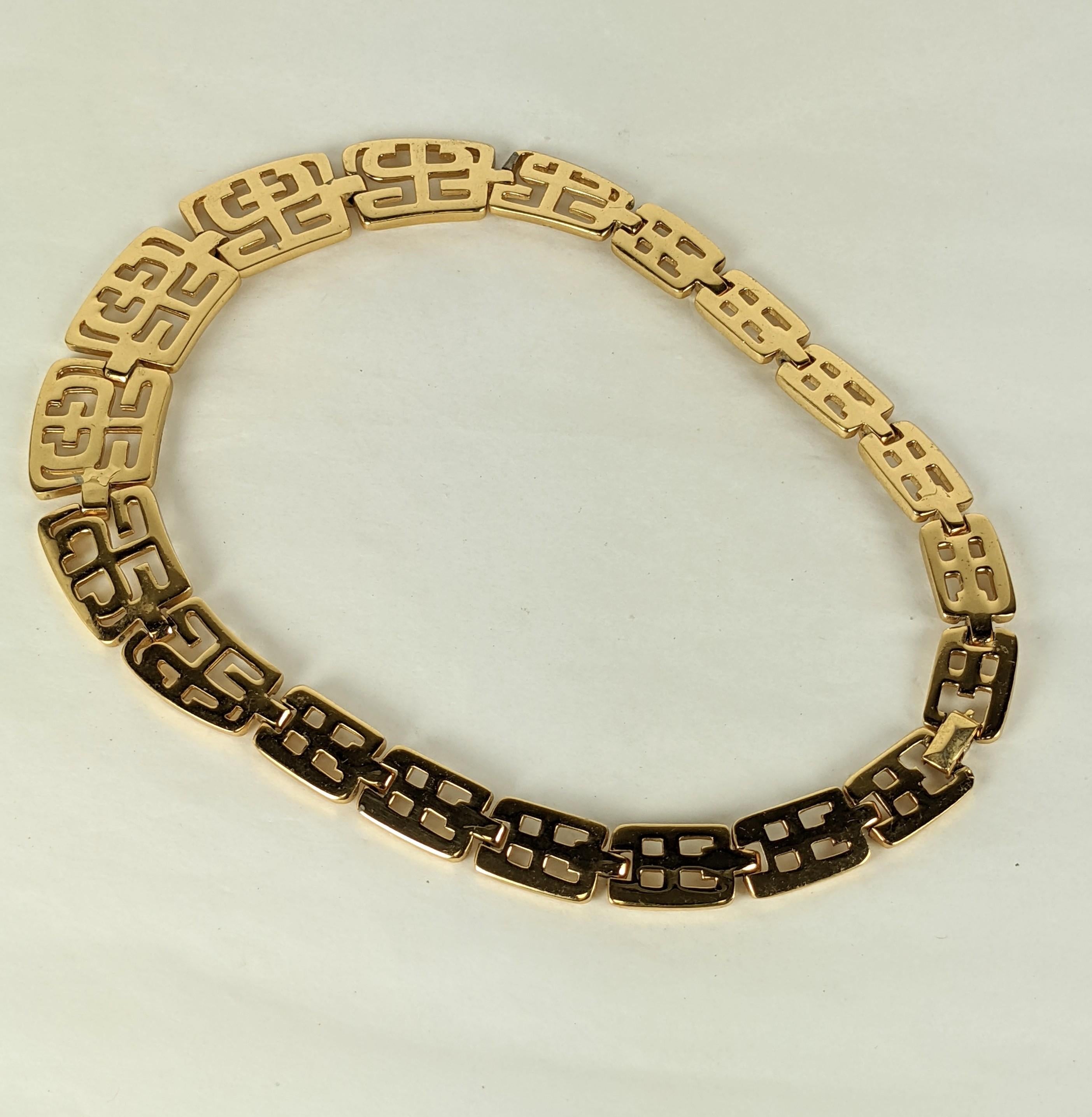 Trifari Pierced Gold Collar In Excellent Condition For Sale In New York, NY