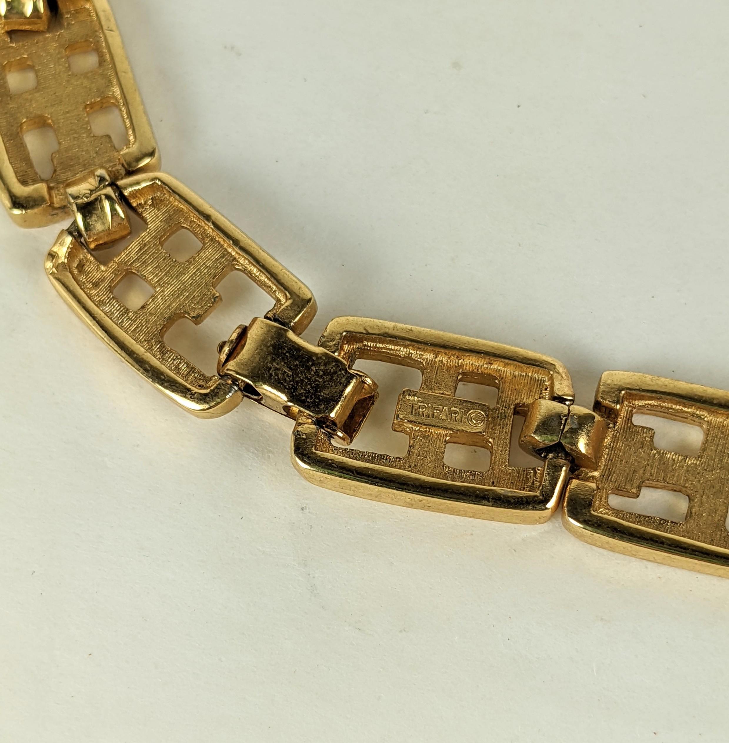 Trifari Pierced Gold Collar For Sale 1