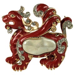 Trifari Red Pearl Belly Dragon, Alfred Phillipe