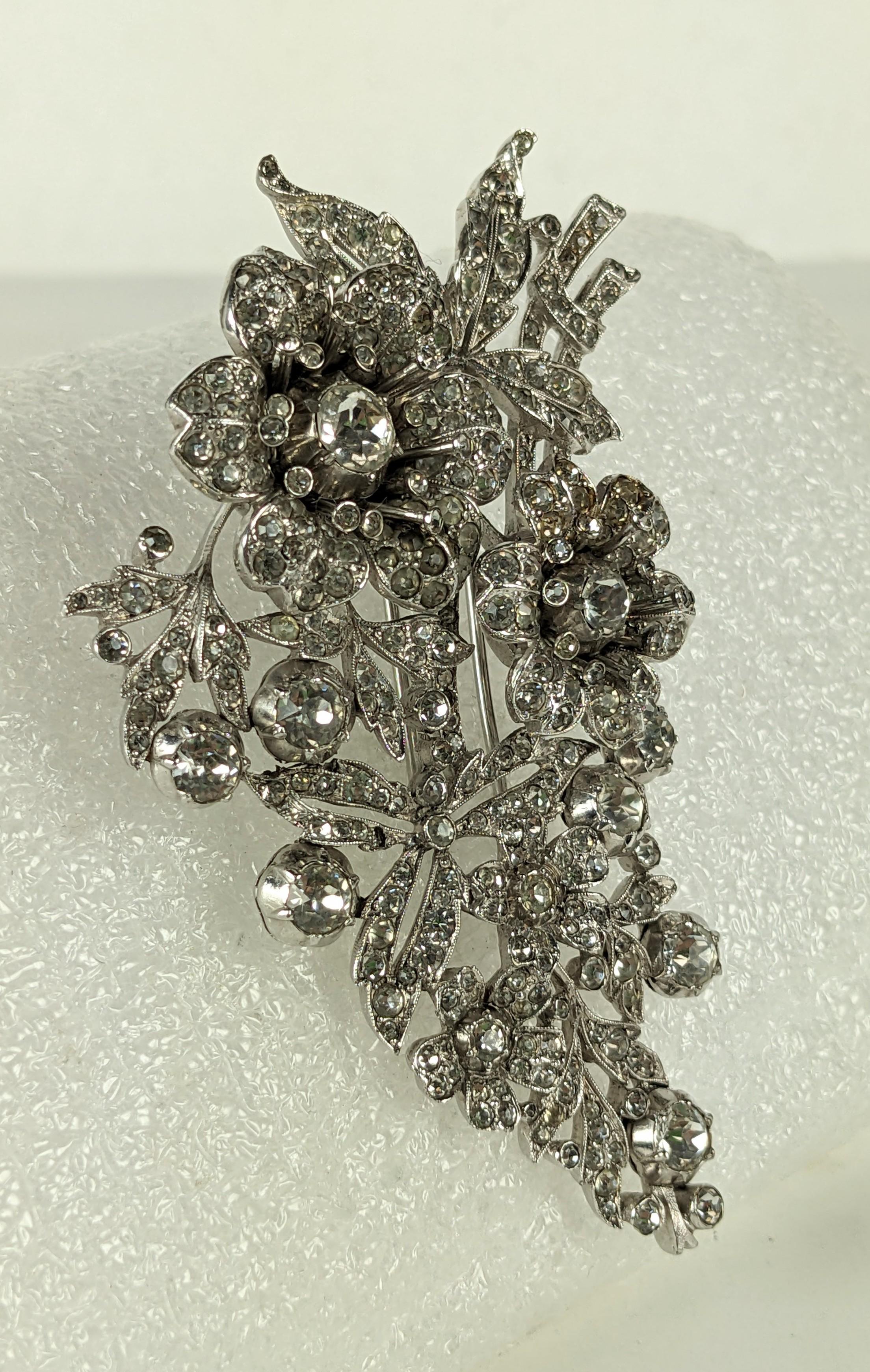 Trifari Regence Tremblant Pave Floral 18th Century Clip Brooch, Alfred Philippe In Good Condition For Sale In New York, NY