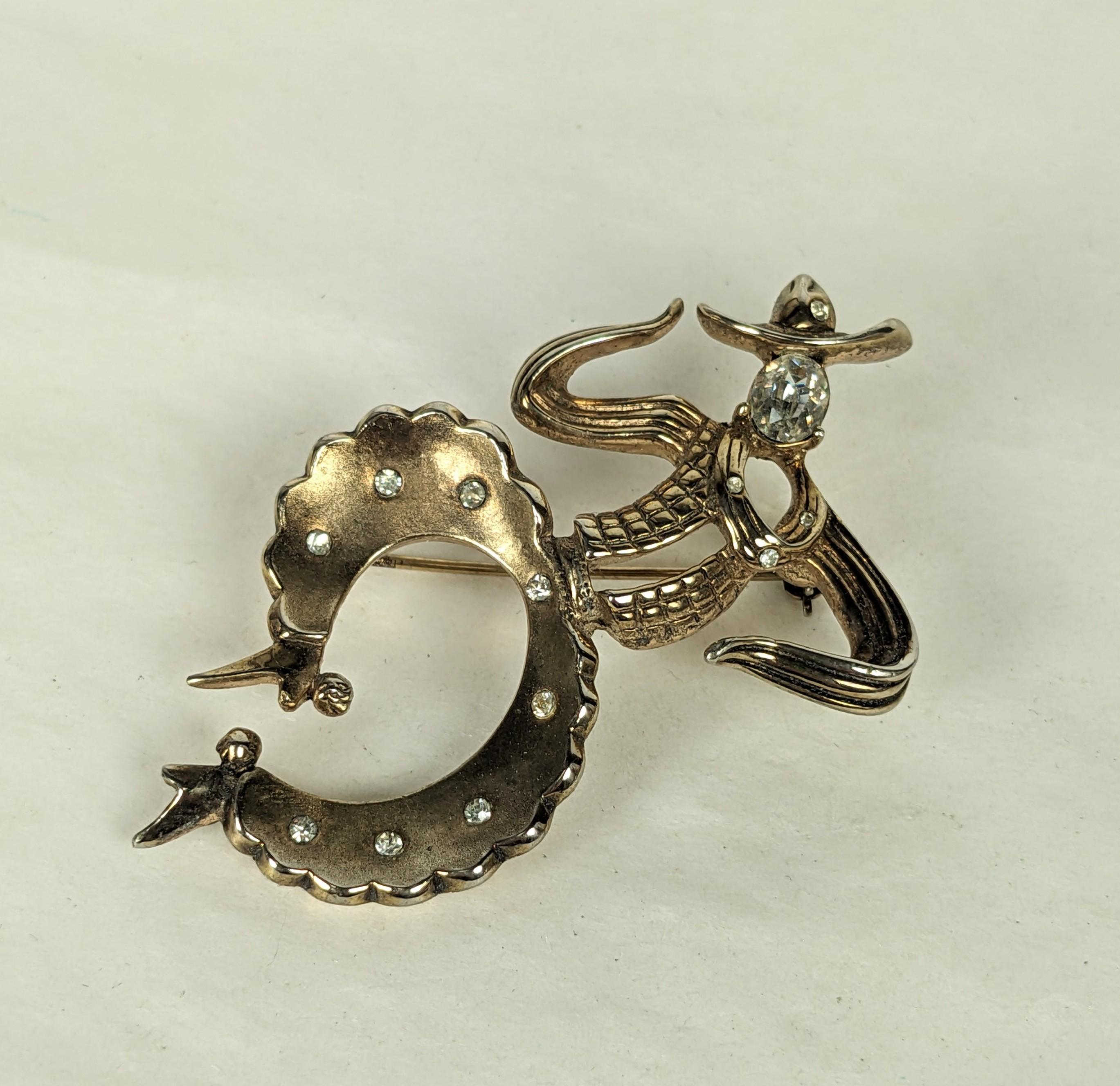 Trifari Retro Cowboy Brooch In Good Condition For Sale In New York, NY