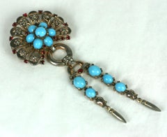 Trifari Retro Sterling Turquoise Dangle Brooch, Alfred Phillipe