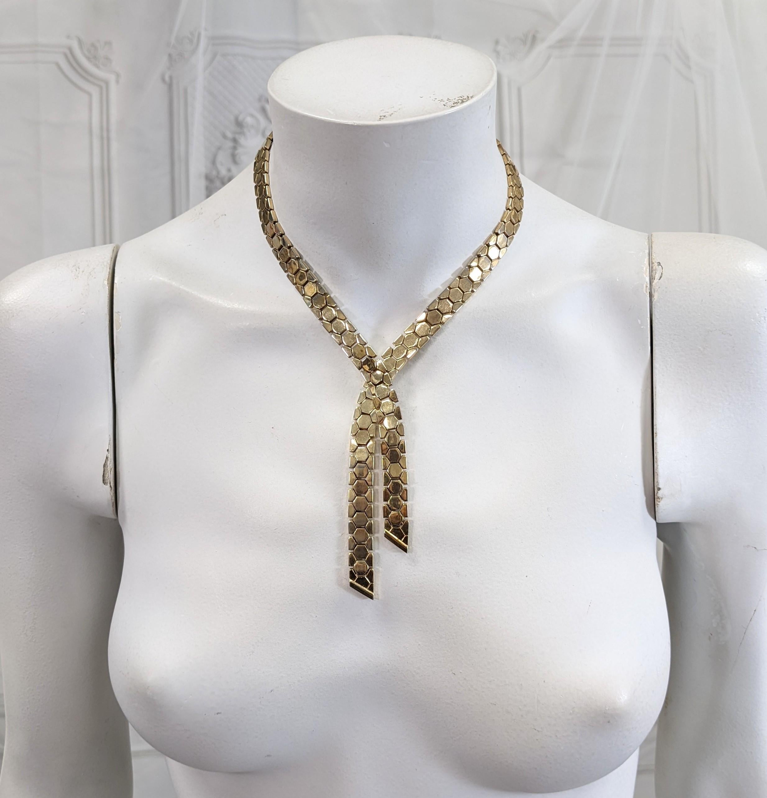 Trifari Retro Tank Link Necklace In Good Condition For Sale In New York, NY