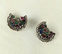 Trifari Riviera Series Jeweled Earrings, Alfred Philippe