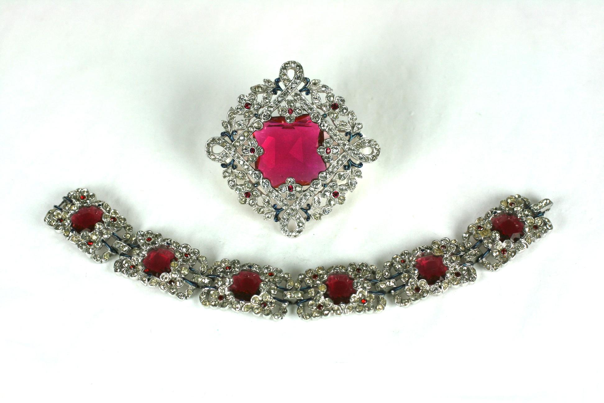 Trifari Ruby Art Deco Bracelet, Alfred Phillipe For Sale 6