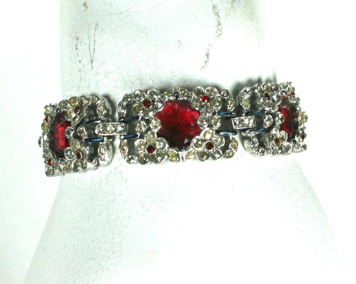Trifari Ruby Art Deco Bracelet, Alfred Phillipe For Sale 3