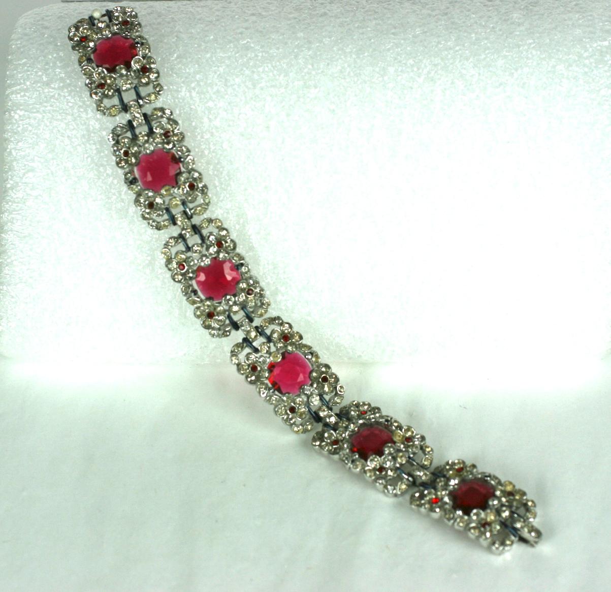 Trifari Ruby Art Deco Bracelet, Alfred Phillipe For Sale 4