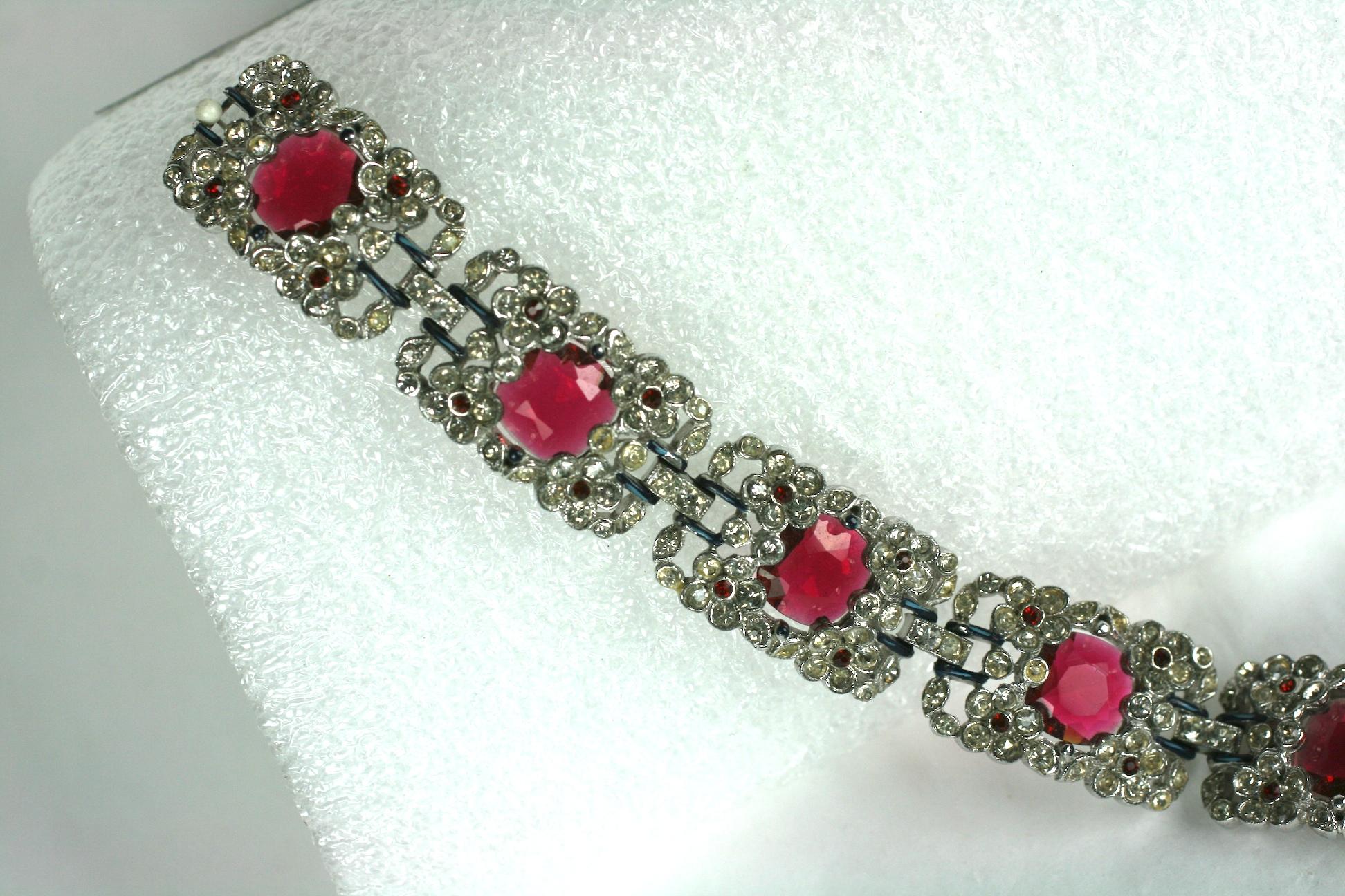 Trifari Ruby Art Deco Bracelet, Alfred Phillipe For Sale 5