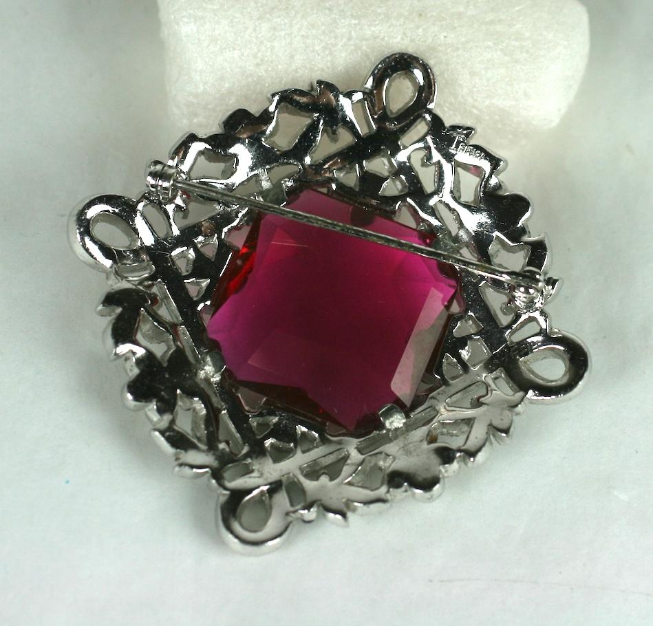 Trifari Ruby Art Deco Brooch In Excellent Condition In New York, NY