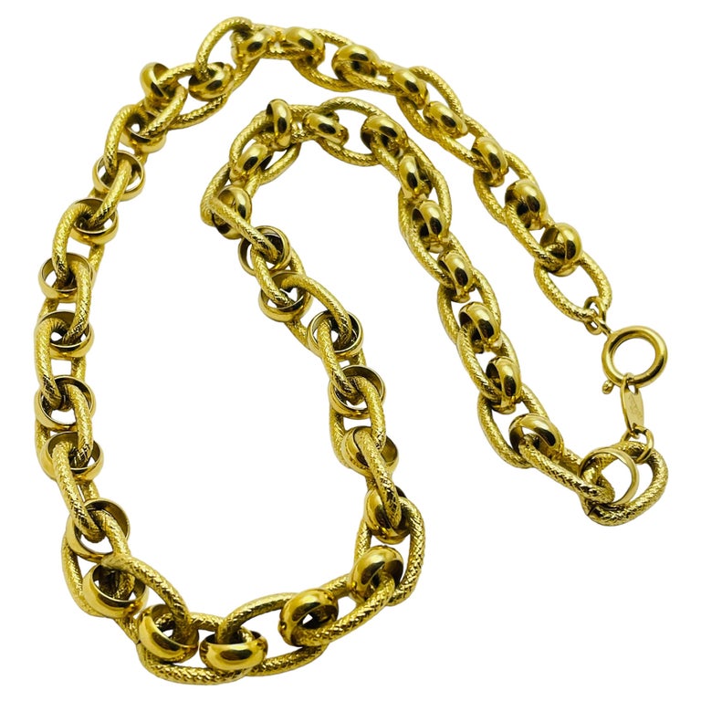 Longue Chaîne Collier Métal Doré Signée John Philippe – Vintage – Bon état