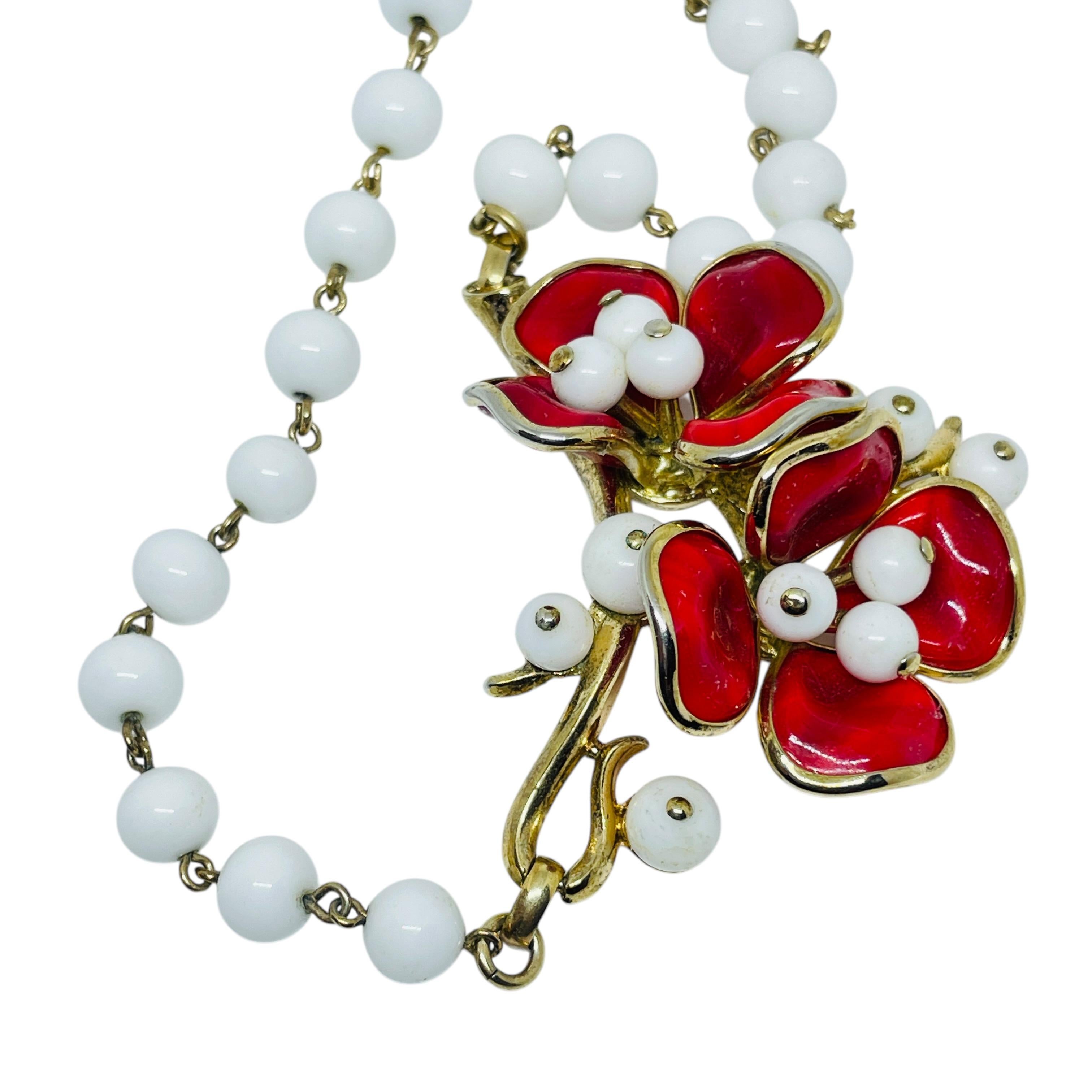 TRIFARI signiert gegossenes Glas Perlen Blume Designer Halskette Damen im Angebot